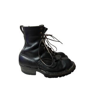 White's Smoke Jumper Men Size 9.5 FF Black Leather Lace Up Logging Boot